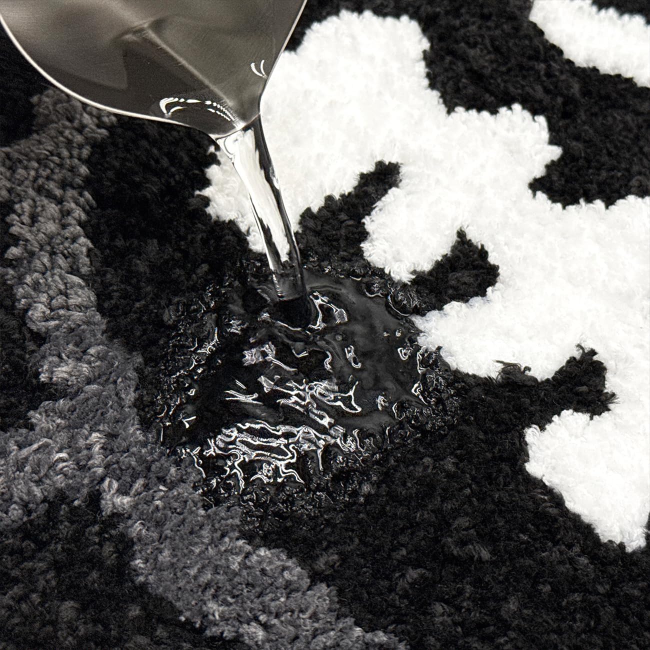 Trippy Happy Face Rug Cool Rugs Graphic Design Tufted Bathroom Rugs | 2FT Black, Soft Absorbent, Non Slip Backing, Cool Rugs for Bedroom, Mens Room Decor Carpet, Halloween Gothic Skull Rug - Image 4
