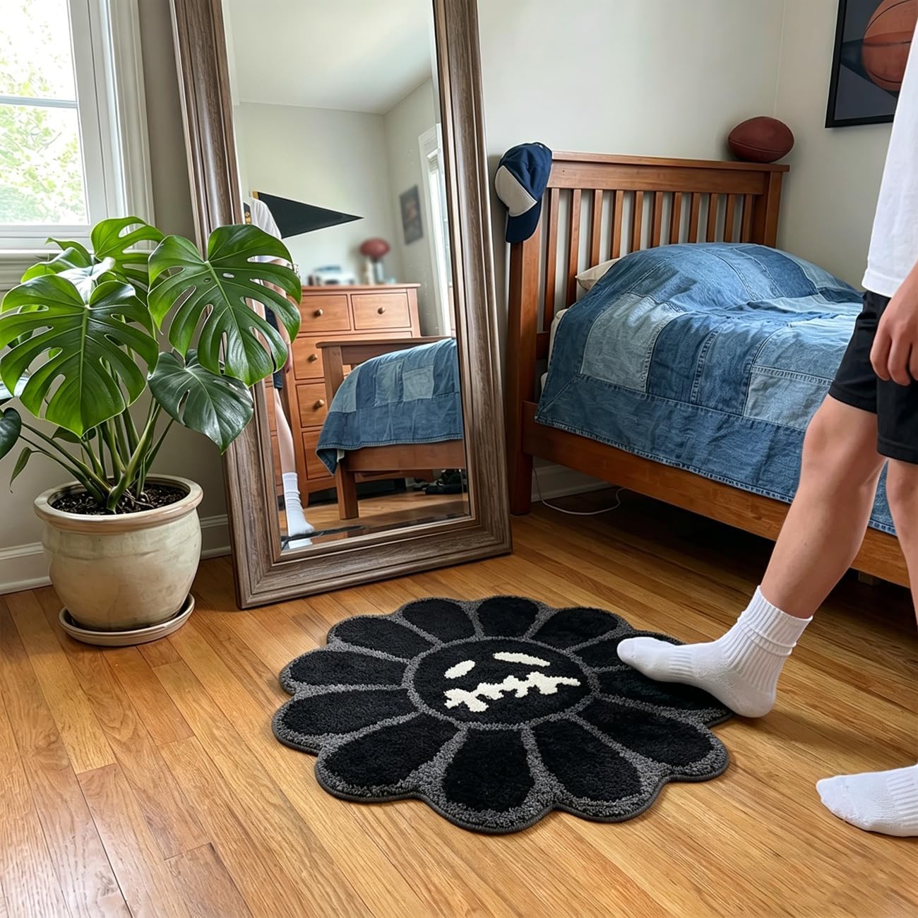 Trippy Happy Face Rug Cool Rugs Graphic Design Tufted Bathroom Rugs | 2FT Black, Soft Absorbent, Non Slip Backing, Cool Rugs for Bedroom, Mens Room Decor Carpet, Halloween Gothic Skull Rug - Image 6